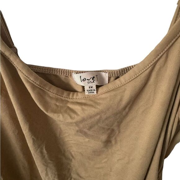 Love J Tan Brown Sleeveless Bodycon Ruched Dress Size 2XL - Picture 3 of 12